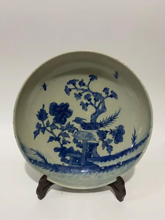 青花花鸟盘